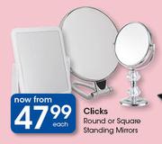 Clicks Round Or Square Standing Mirrors-Each