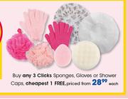 Clicks Sponges, Gloves Or Shower Caps-Each