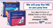Clicks Maxi Or Ultra Single Sanitary Pads-Per Pack