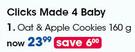 Clicks Made 4 Baby Oat & Apple Cookies-160g 