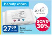 Sorbet 3 In 1 Cleansing Wipes-Per Pack