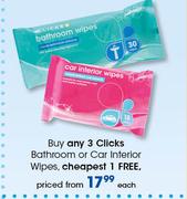 Clicks Bathroom Or Car Interior Wipes-Each