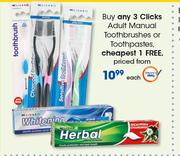 Clicks Adult Manual Toothbrushes Or Toothpastes-Each
