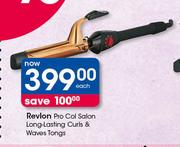 Revlon Pro Col Salon Long Lasting Curls & Waves Tongs-Each