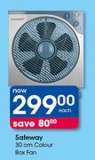 Safeway 30cm Colour Box Fan-Each
