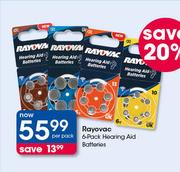 Rayovac 6 Pack Hearing Aid Batteries-Per Pack