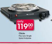 Clicks Pay Less Single Spiral Hotplate-Each