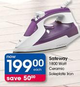 Safeway 1800 Watt Ceramic Soleplate Iron-Each