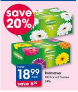Twinsaver 180 Facial Tissues 2 Ply-Each
