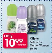 Clicks Roll On For Men Or Women-50ml Per Pack