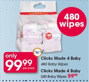 Clicks Made 4 Baby 240 Baby Wipes-Per Pack  