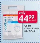Clicks Cotton Rounds-3 x 80's  