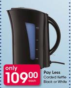 Pay Less Corded Kettle Black Or White-Each