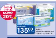 Clicks Incontinence Adult Slips Or Pull-Ups(Excl. Pads)-Per Pack