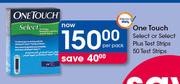 One Touch Select Or Select Plus Test Strips-50 Test Strips Per Pack