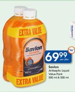 Savlon Antiseptic Liquid Value Pack 500ml & 500ml Per Offer