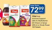 Vital Kids Immune Support 200ml, Multivitamin 60 Chews Or Syrup 200ml Or Study Power 120 Tablets-Ea