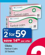 Clicks Herbal Calm-2x20 Tablets Per Offer