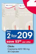 Clicks Coenzyme Q10 150mg-2x30 Capsules Per Offer