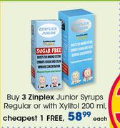 Junior Syrups Regular Or With Xylitol-200ml Each