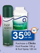 Clicks Foot Powder 100g & Foot Spray 120ml-Per Offer