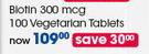 GNC Biotin 300mcg-100 Vegetarian Tablets Per Pack
