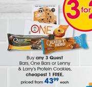 Quest Bars, One Bars Or Lenny & Larry's Protein Cookies-Each