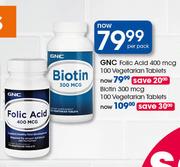 GNC Folic Acid 400mcg-100 Vegetarian Tablets Per Pack
