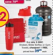GNC Shakers, Water Bottles Or Gym Towels-Each