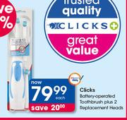 Clicks Battery Operated Toothbrush Plus 2 replacement Heads-Each