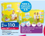 Clicks Dryprotect Disposable Nappies Value Pack-For 2 
