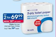 Clicks Payless 2 Ply Toilet Paper-18 Rolls Each