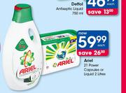 Ariel 21 Power Capsules Or Liquid 2Ltr-Each