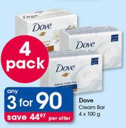 Dove Cream Bar 4x100g Pack-For 3 Packs