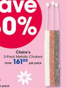 Claire's 3 Pack Metallic Chokers-Per Pack