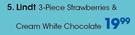 Lindt 3 Piece Strawberries & Cream White Chocolate