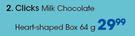 Clicks Milk Chocolate Heart Shaped Box-64g