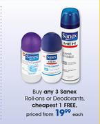 Sanex Roll-Ons Or Deodorants-Each