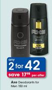 Axe Deodorants For Men-Any 2X150ml