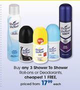 Shower To Shower Roll-Ons Or Deodorants-Each
