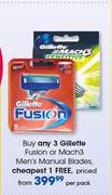 Gillette Fusion Or Mach3 Men's Manual Blades-Per Pack