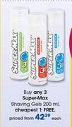 Super-Max Shaving Gels-200ml Each