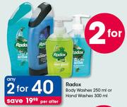 Radox Body Washes 250ml Or Hand Washes 300ml-For 2