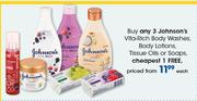 Johnson's Vita-Rich Body Washes, Body Lotions, Tissue Oils Or Soaps-Each