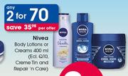 Nivea Body Lotions Or Creams 400ml(Ecl. Q10 Creme Tin And Repair 'N Care)-For 2