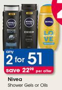 Nivea Shower Gels Or Oils-For Any 2