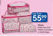 Clicks Multicolour Dot Toiletry, Cosmetics Or Vanity Bags-Each