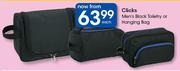 Clicks Men's Black Toiletry Or Hanging Bag-Each