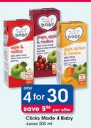 Clicks Made 4 Baby Juices-4 x 200ml