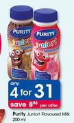 Purity Junior Flavoured Milk-4 x 200ml